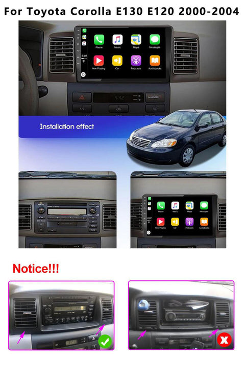 Car Radio Multimedia Video Player For Toyota Corolla E120 e 120 BYD F3 2007-2011 DSP IPS 6GRAM Android 11.0 4G NET Wireless Carplay and Wireless Android Auto