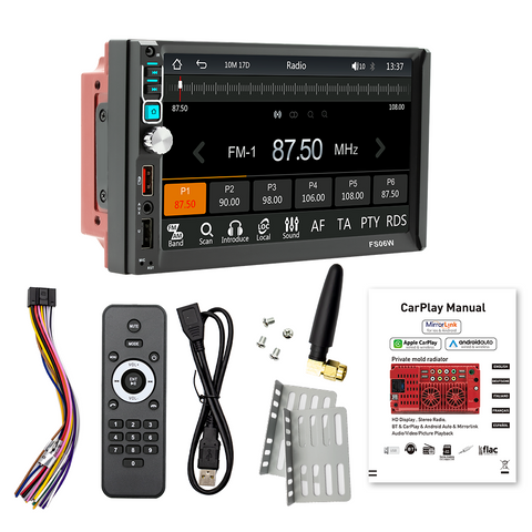 head unit double din car radio with carplay and android auto 7 inch touch screen bluetooth support FM AM radio aux input