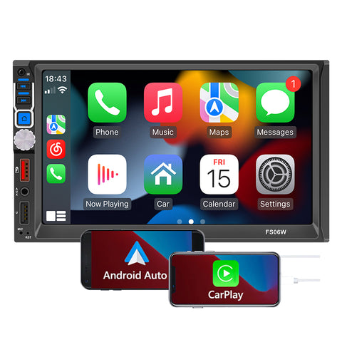 head unit double din car radio with carplay and android auto 7 inch touch screen bluetooth support FM AM radio aux input