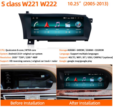Head unit android car stereo for benz s calss 2005-2013 with wireless carplay and Android auto function GPS navigation wifi